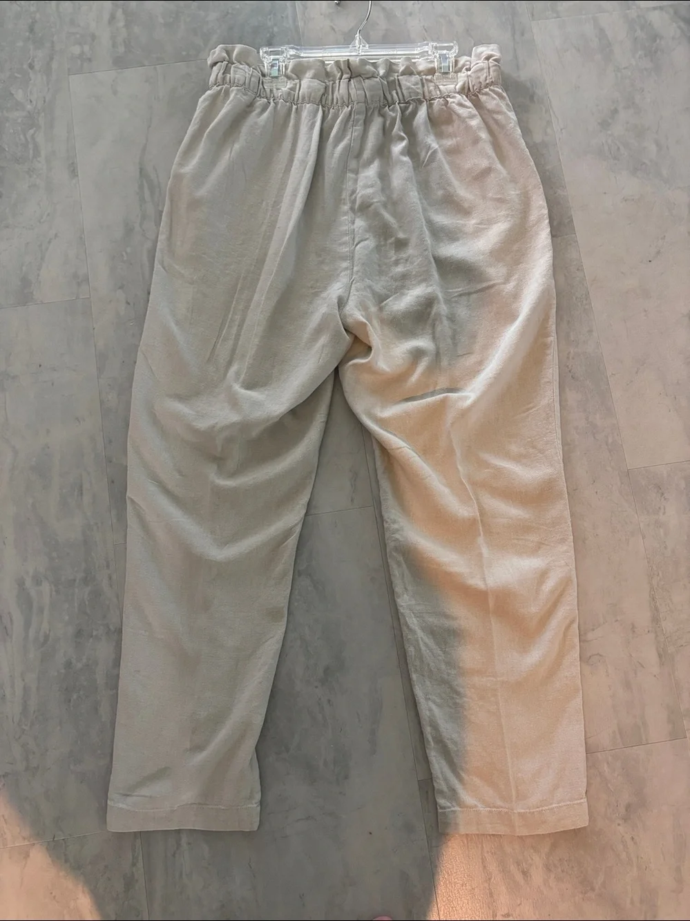 Ellen Tracy linen blend pants Elastic waist/button decor straight leg  size M
